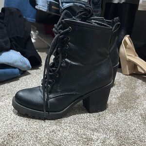 Black Lace-Up Ankle Boots